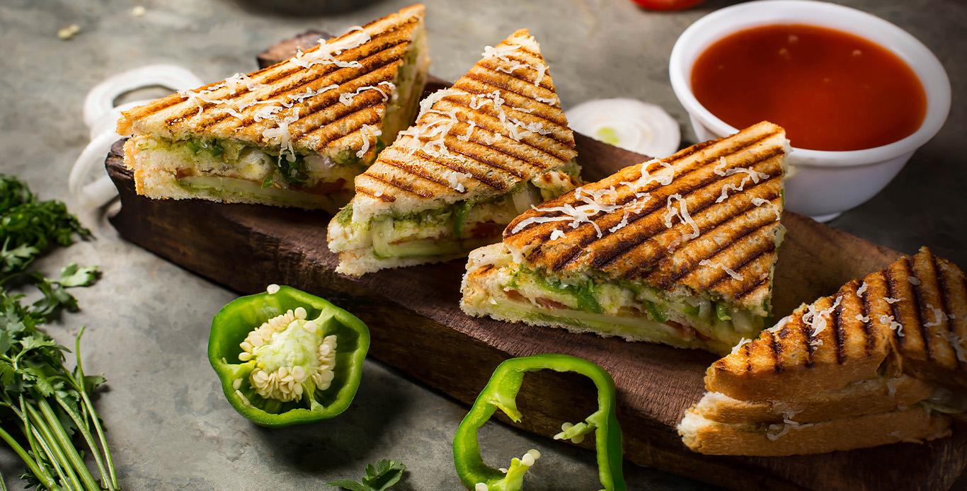 Sesame Schezwan Veg Toast
