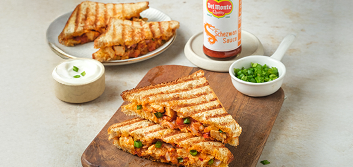 Del Monte Schezwan Cheese Chicken Sandwich  Recipe