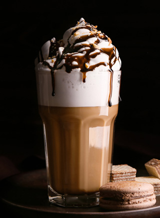 Frappe with Whipped cream & CHOCOLATE SYRUP 