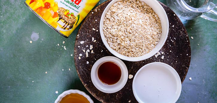 Del Monte Overnight Coconut Milk Oats with Fruit Cocktail Recipe