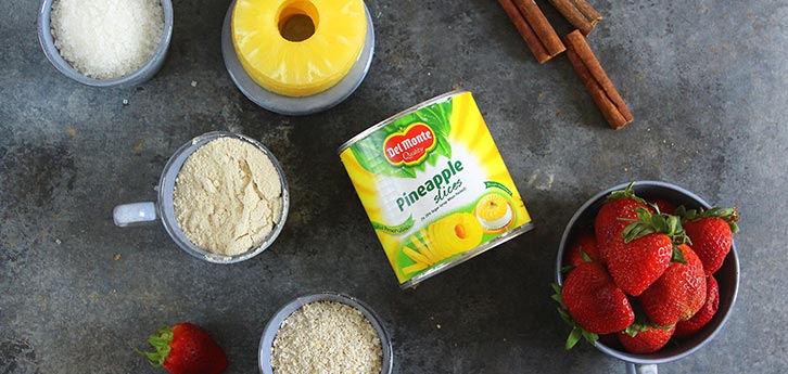 Del Monte Pineapple and strawberry crumble Recipe