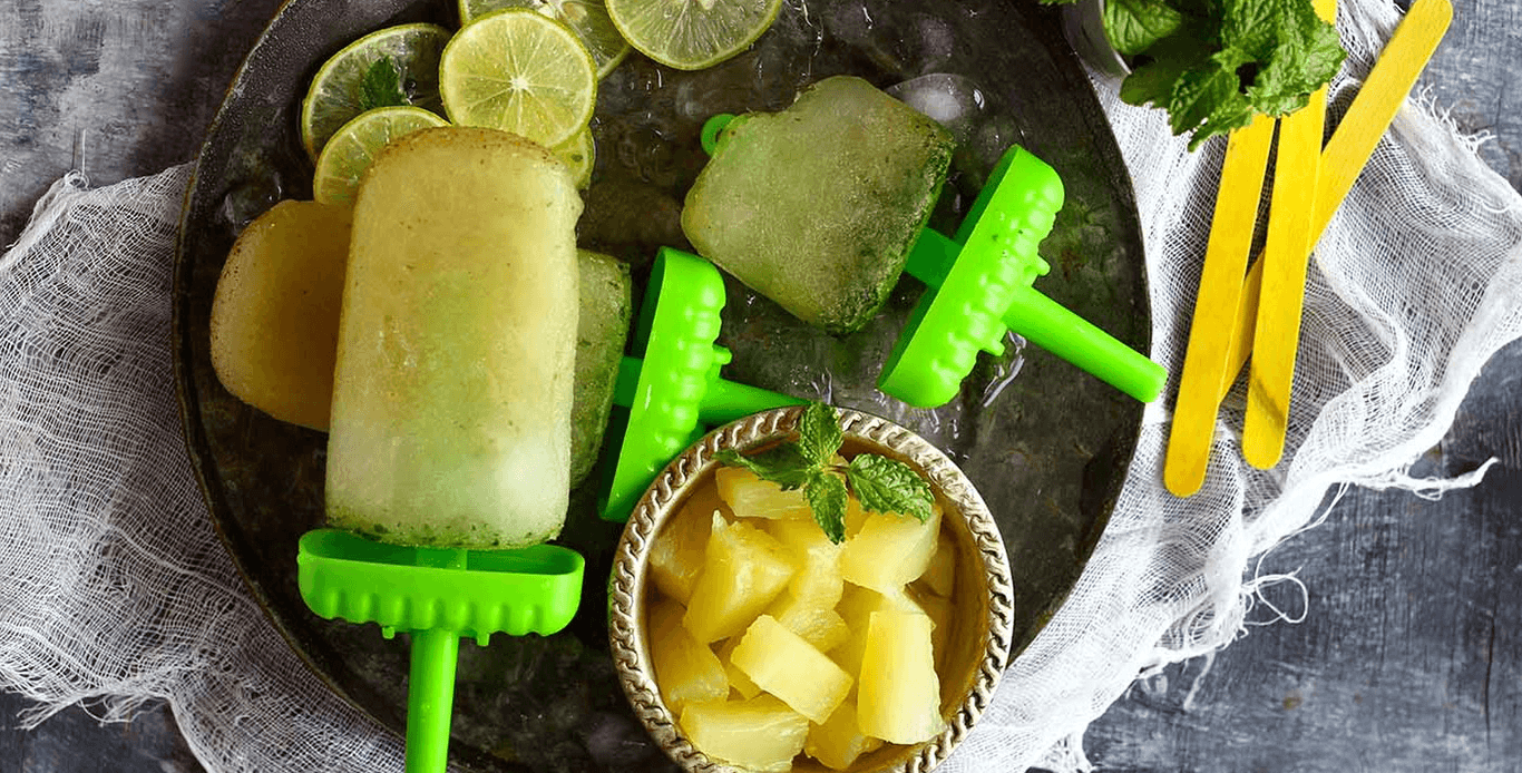 Pineapple and Mint Popsicles 