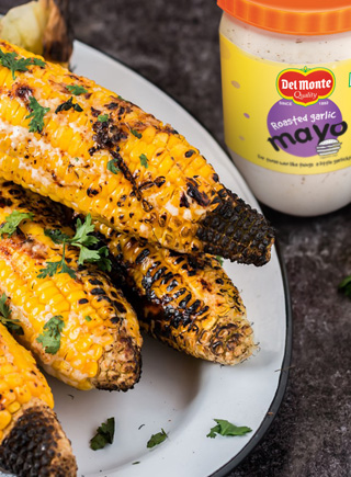 Mexican Grilled Corn With Roasted Garlic Mayo 