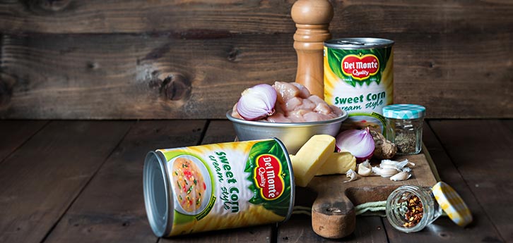 Del Monte Cream style corn soup with chicken bits  Recipe