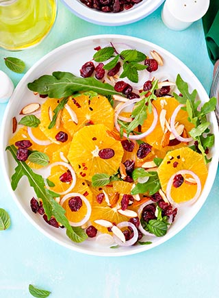 Orange Cranberry Salad With Rockets & Almonds 