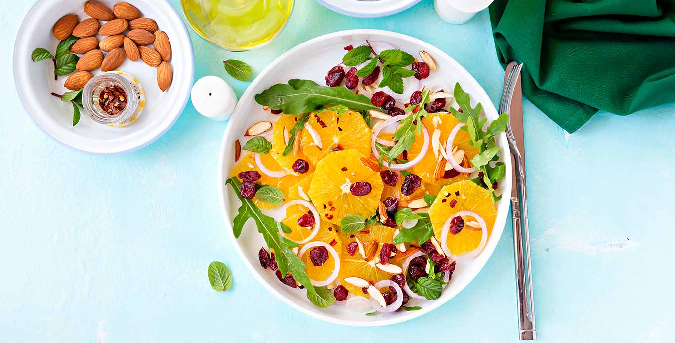 Orange Cranberry Salad With Rockets & Almonds 
